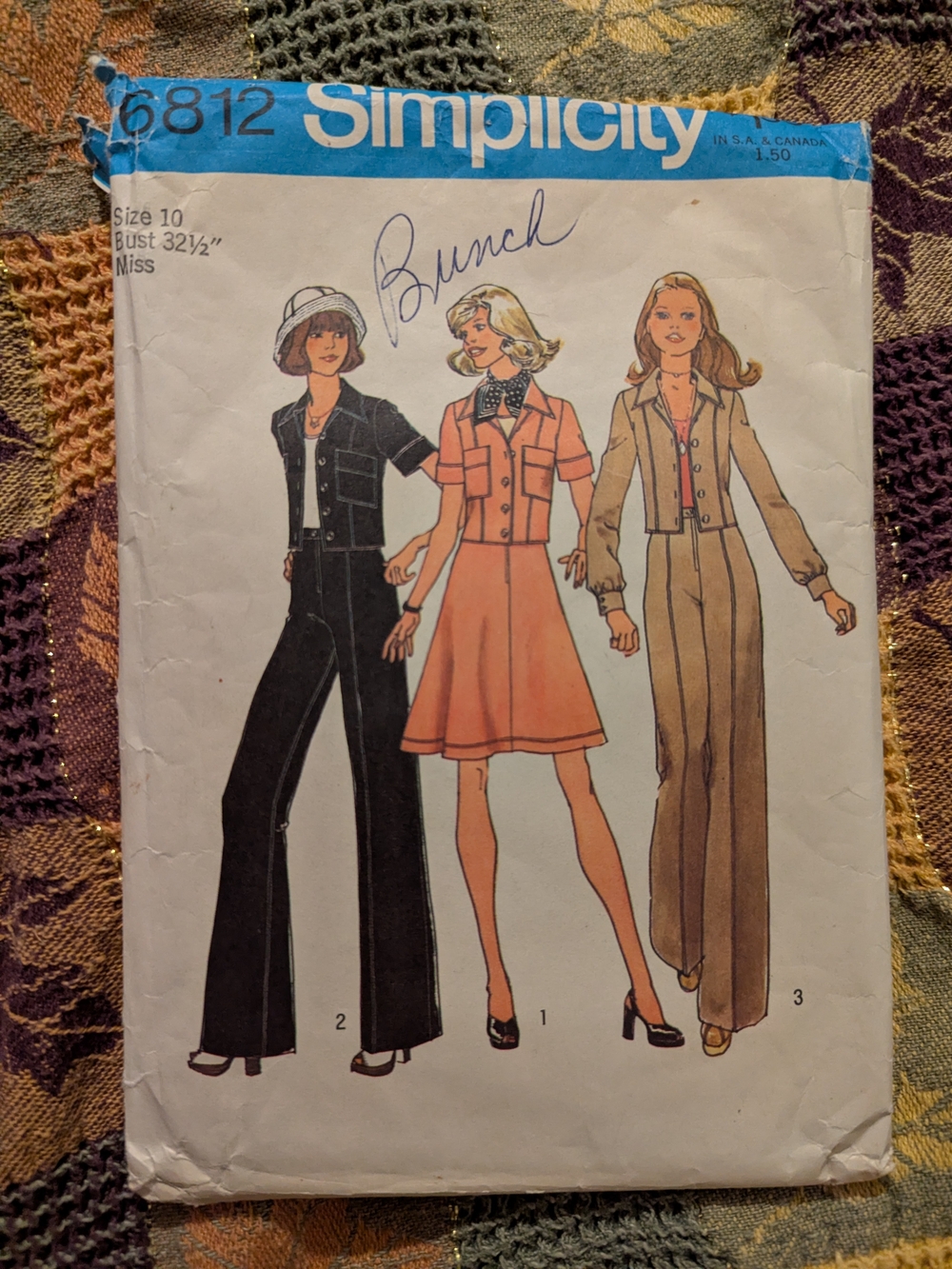 Simplicity Wide-Leg Pants Jacket Sewing Pattern 6821 Black Peach Tan Size 10